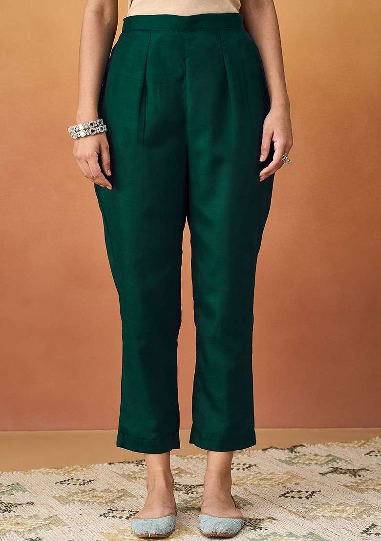 Teal Embroidered Poly Blended Kurta Sets - Indya