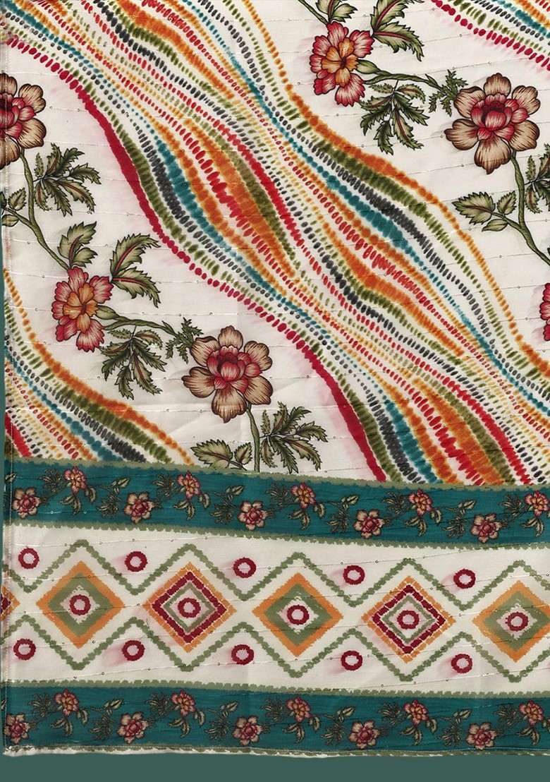 Beige Embroidered Poly Blended Kurta Sets - Indya
