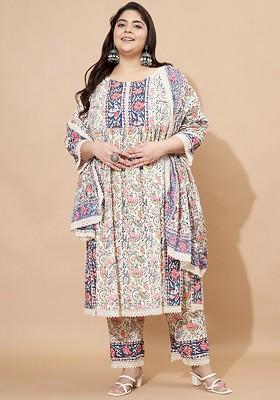 Blue Embroidered Poly Blended Kurta Sets