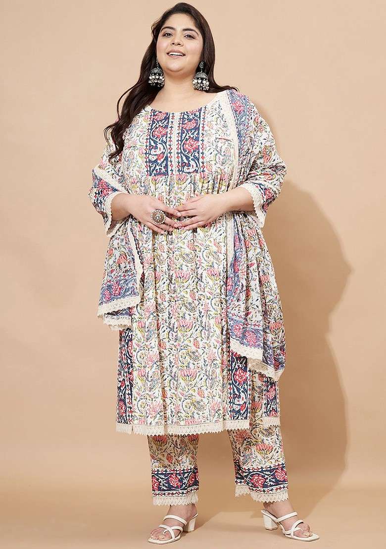 Blue Embroidered Poly Blended Kurta Sets - Indya