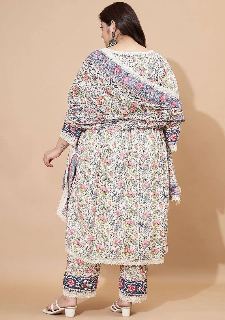 Blue Embroidered Poly Blended Kurta Sets - Indya
