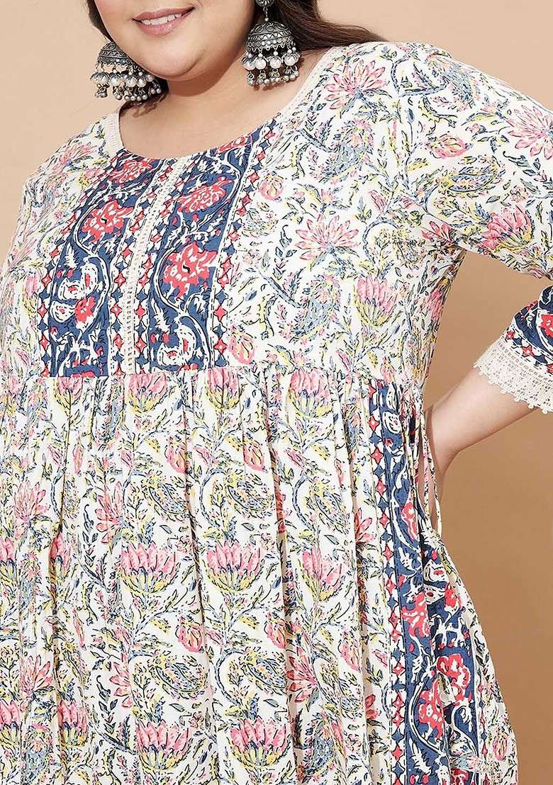 Blue Embroidered Poly Blended Kurta Sets - Indya