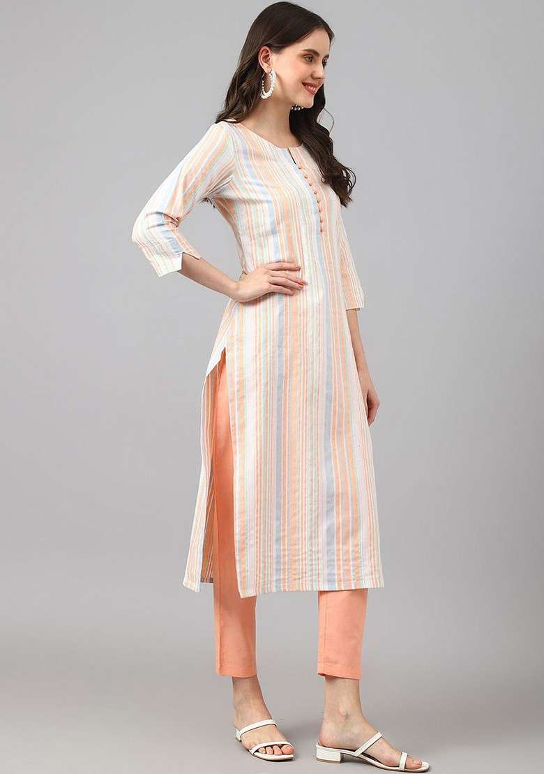 White Embroidered Poly Blended Kurta Sets - Indya