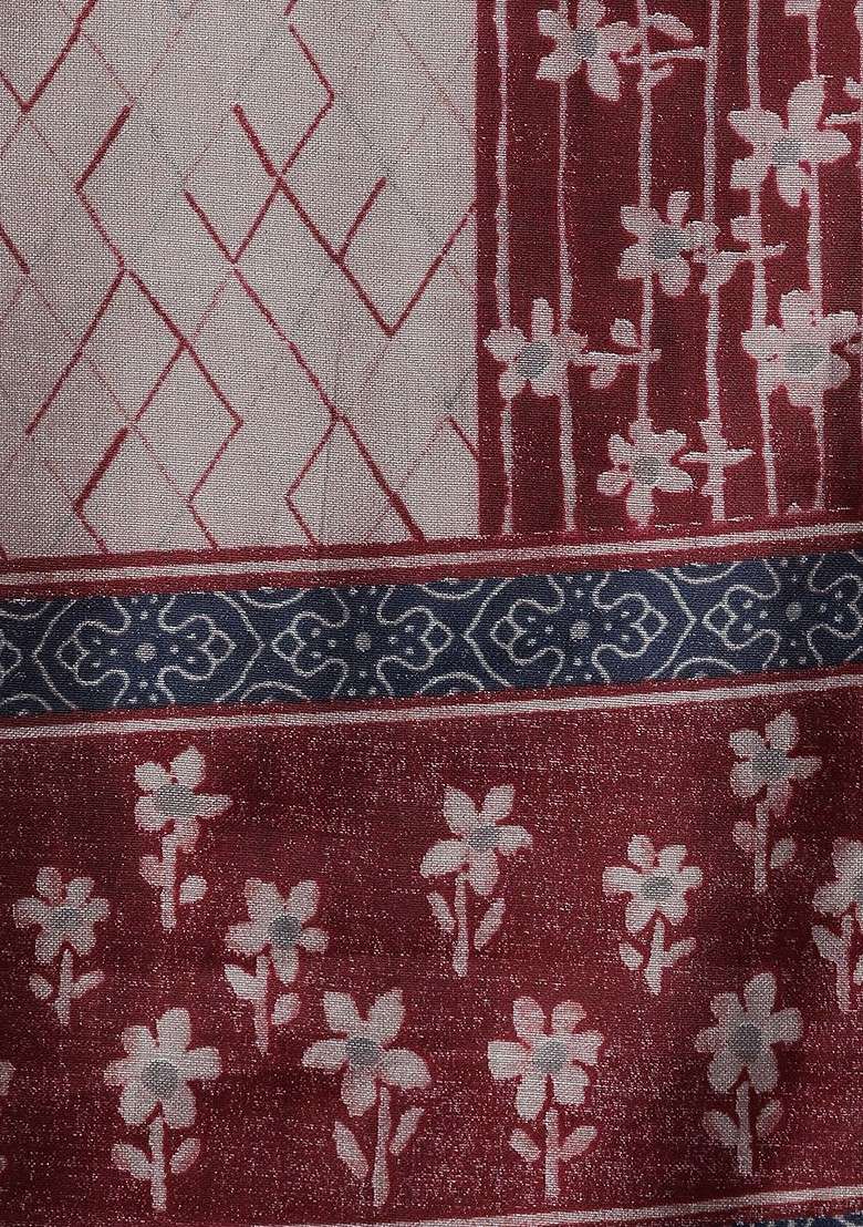 Burgundy Embroidered Poly Blended Kurta Sets - Indya