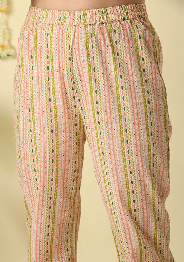 Pink Embroidered Poly Blended Kurta Sets - Indya
