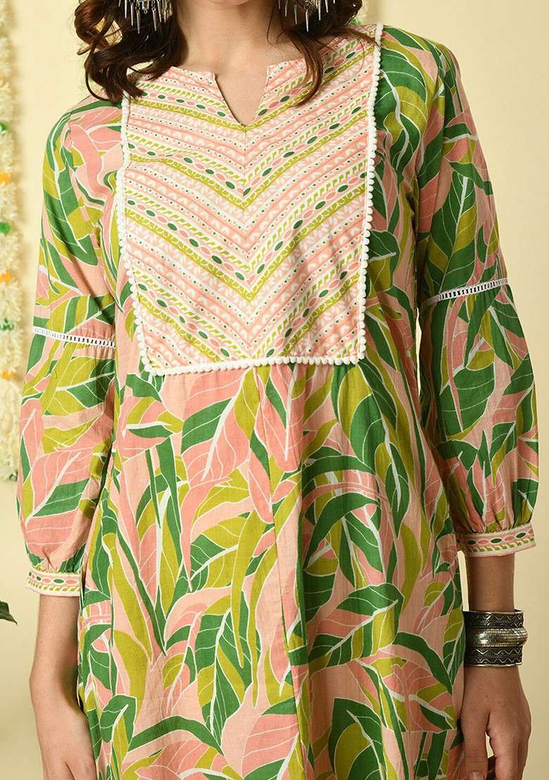 Pink Embroidered Poly Blended Kurta Sets - Indya