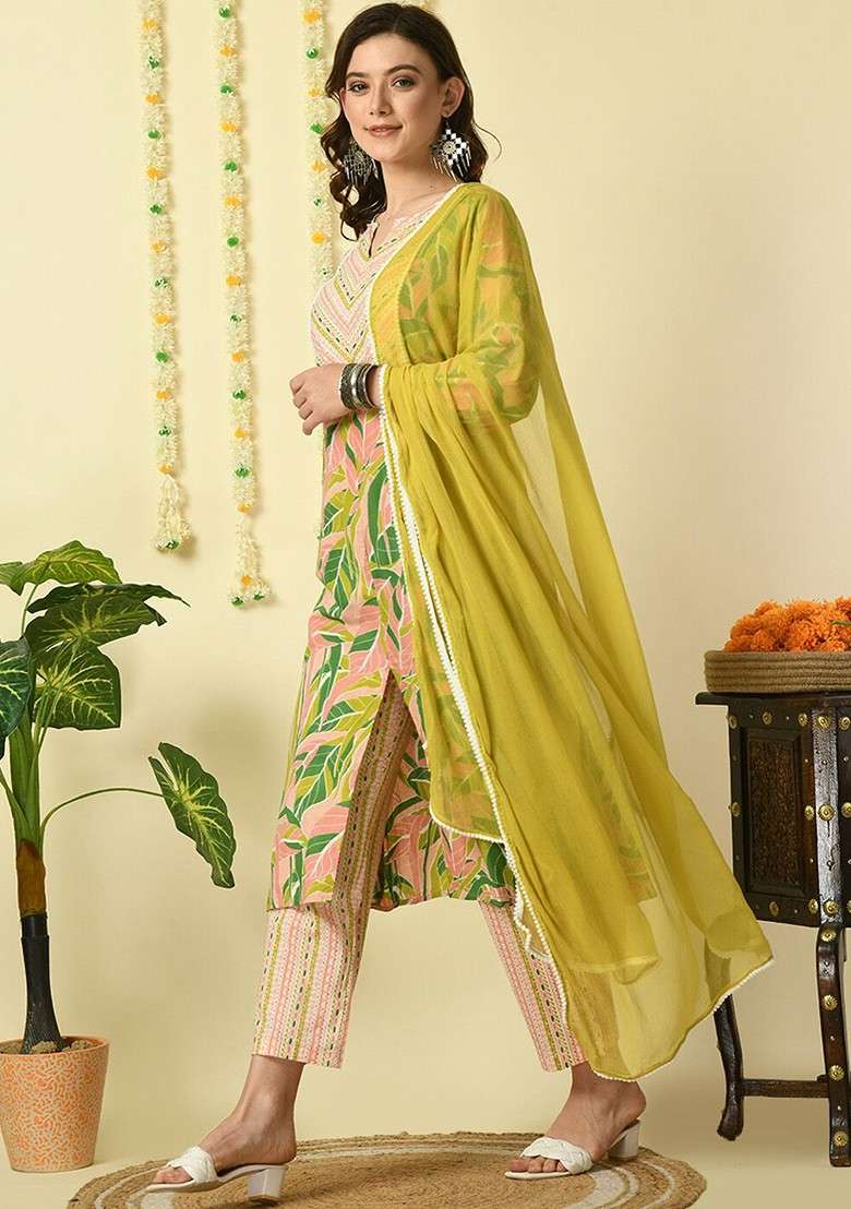 Pink Embroidered Poly Blended Kurta Sets - Indya