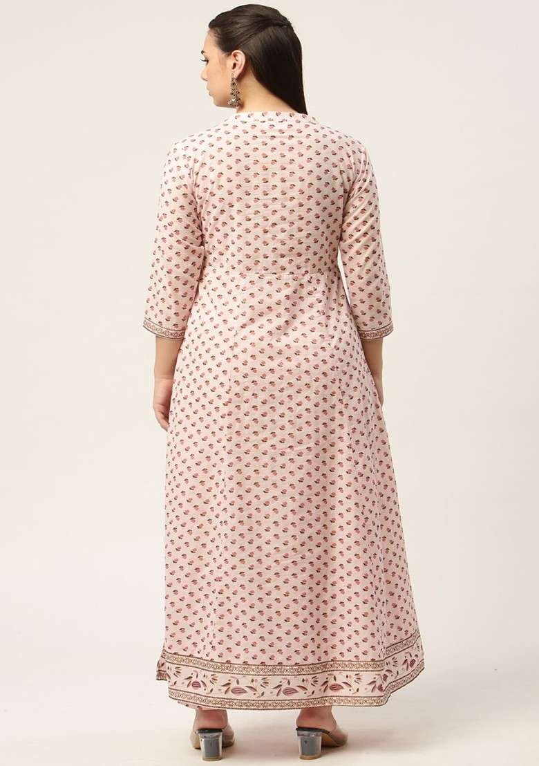 Pink Embroidered Poly Blended Kurta Sets - Indya