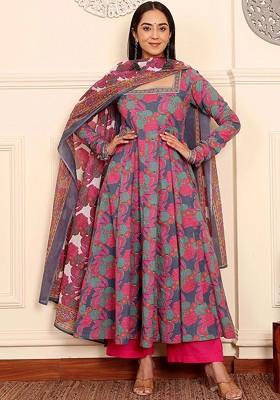 Multi Embroidered Poly Blended Kurta Sets