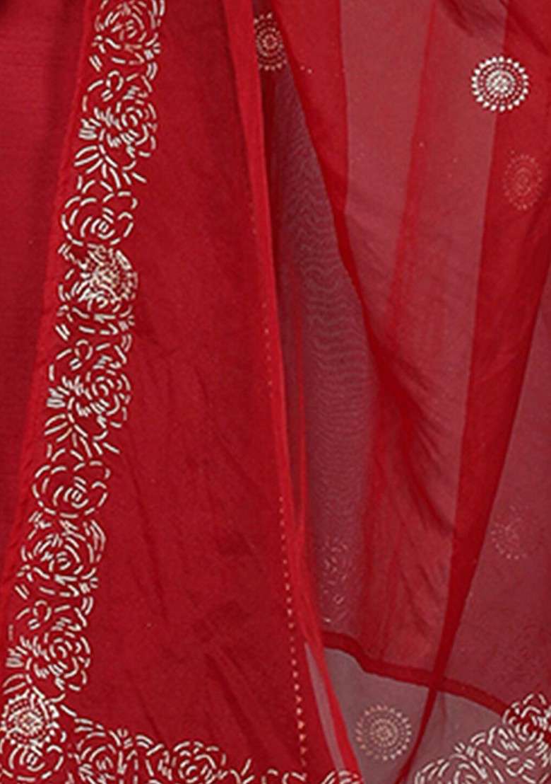 Maroon Embroidered Poly Blended Kurta Sets - Indya