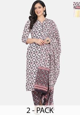 White Embroidered Poly Blended Kurta Sets