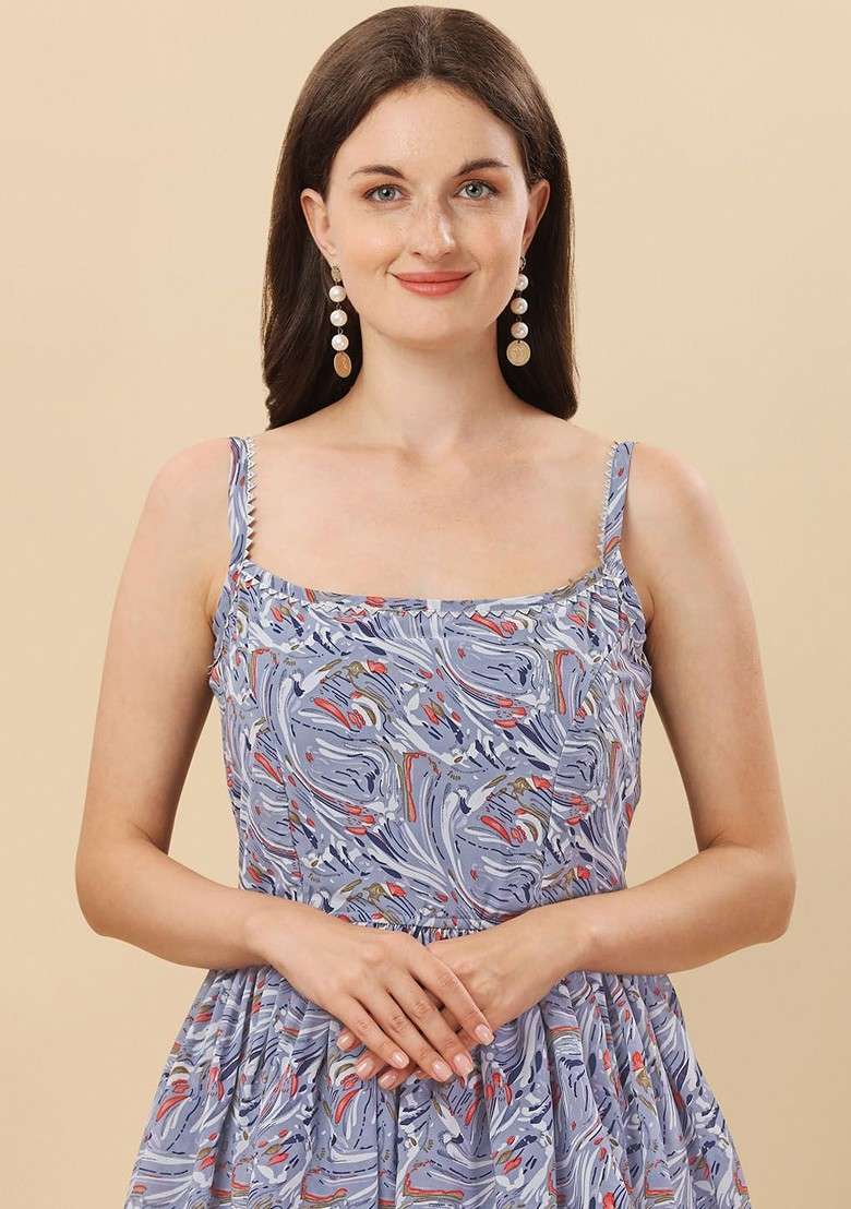 Grey Embroidered Poly Blended Kurta Sets - Indya