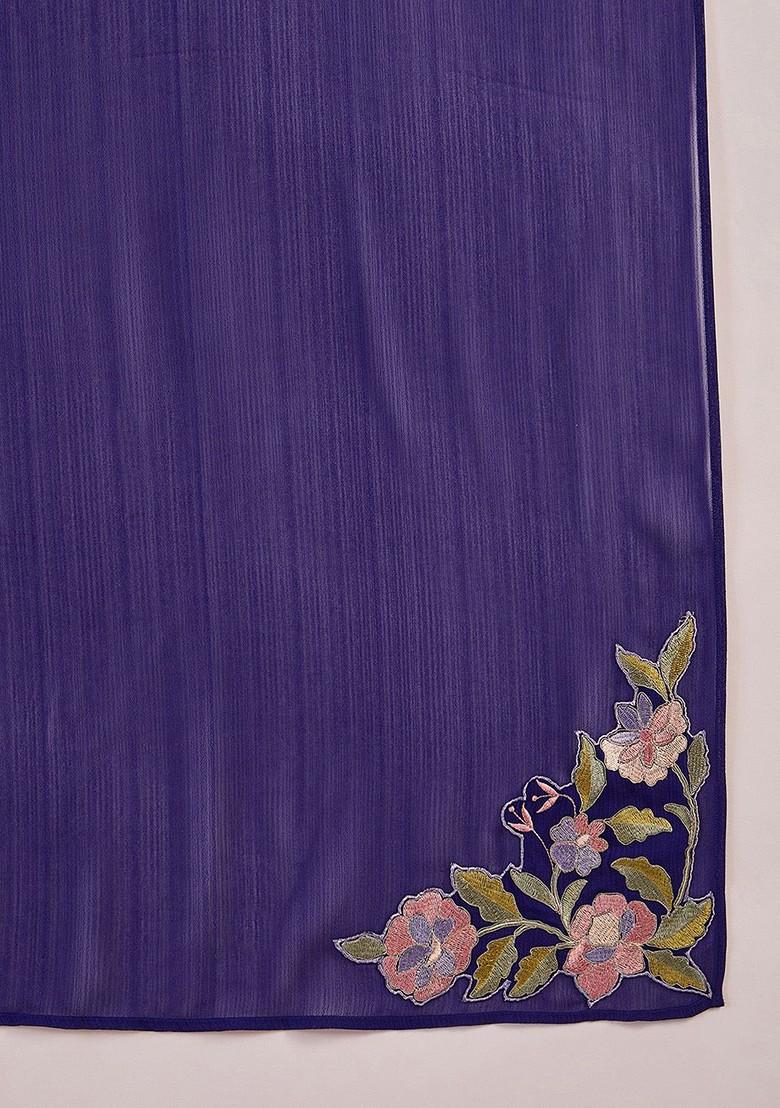 Blue Yoke Design Blended Kurta Set - Indya