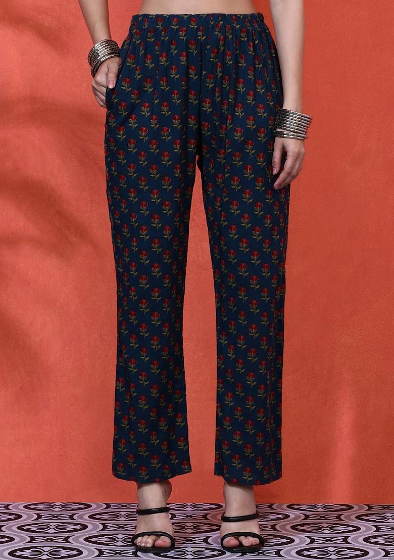 Navy Blue Embroidered Blended Kurta Set - Indya