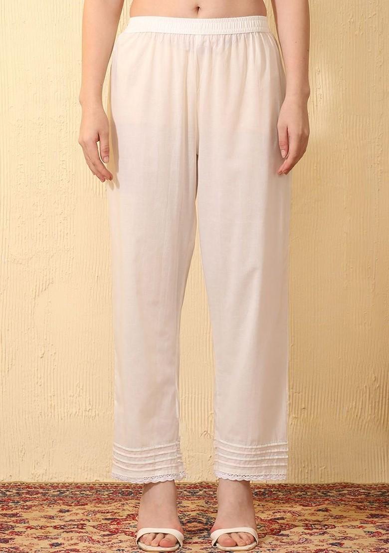 Off White Embroidered Blended Kurta Set - Indya