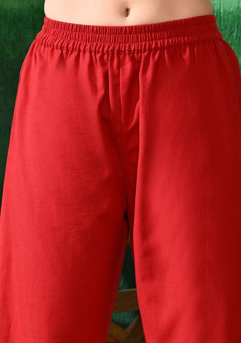 Red Yoke Design Blended Kurta Set - Indya