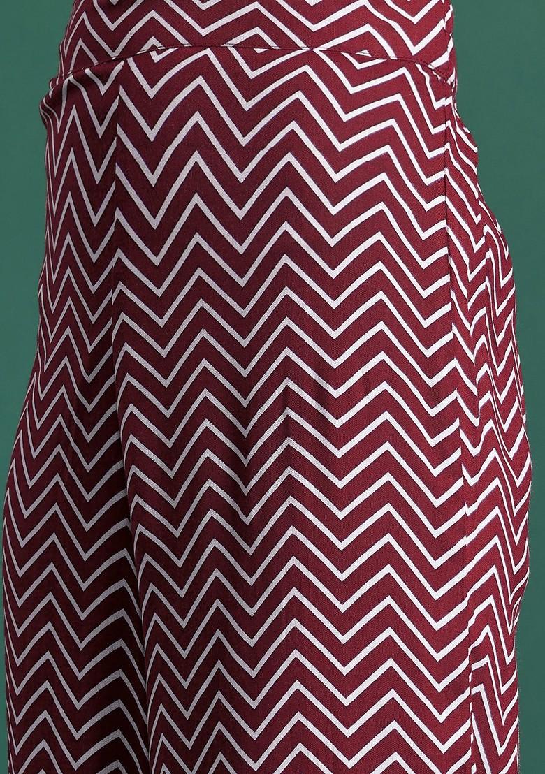 Brown Printed Blended Kurta Set - Indya