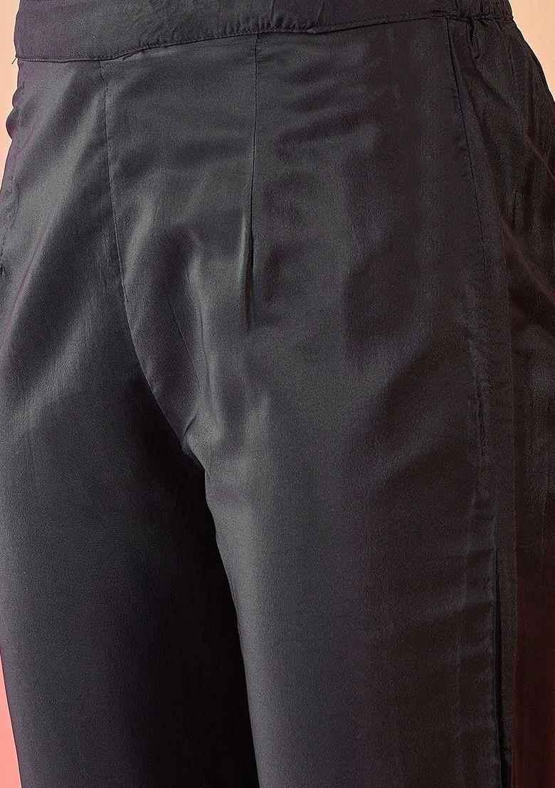 Black Yoke Design Blended Kurta Set - Indya