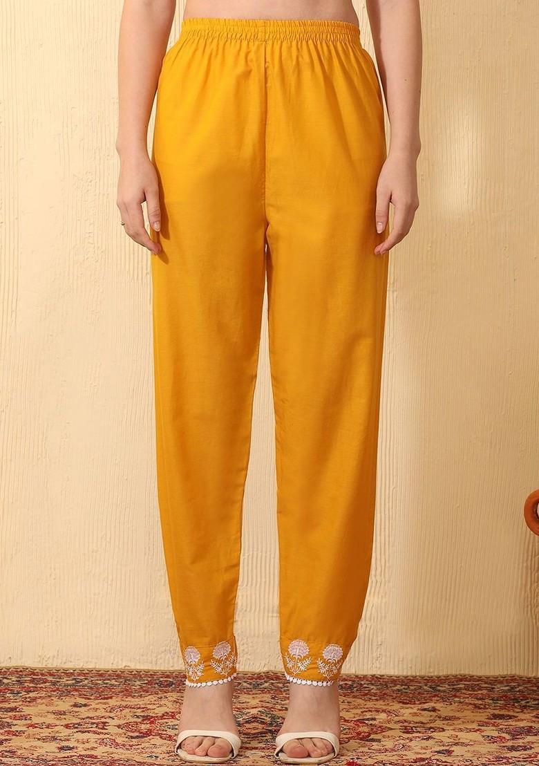 Mustard Printed Blended Kurta Set - Indya