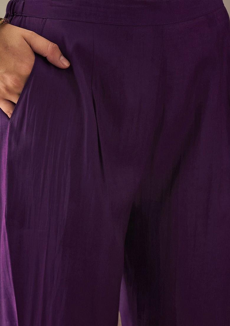 Magenta Yoke Design Blended Kurta Set - Indya