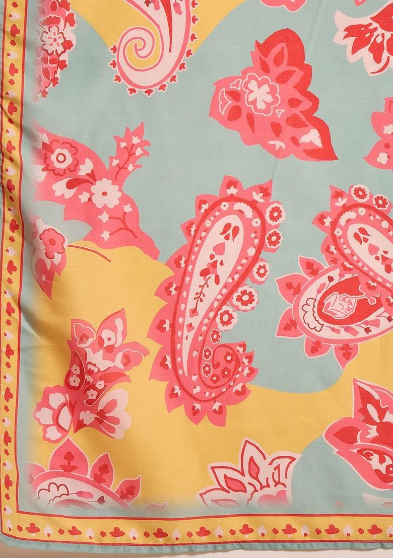 Yellow Printed Blended Kurta Set - Indya