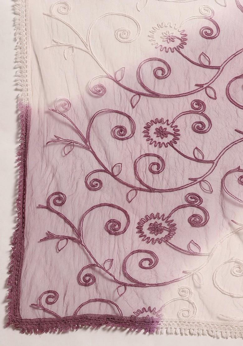 Lavender Embroidered Blended Kurta Set - Indya