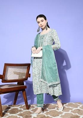 Cream Yoke Design Blended Kurta Set