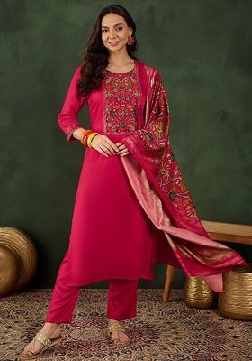 Coral Sequinned Blended Kurta Set