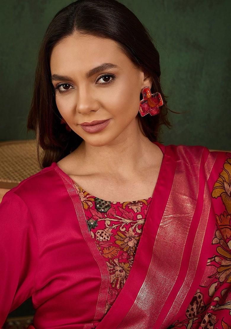 Coral Sequinned Blended Kurta Set - Indya