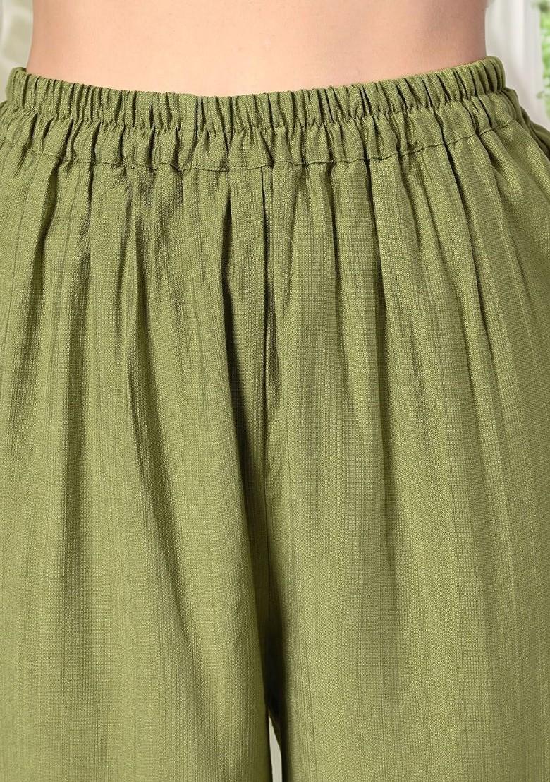 Green Yoke Design Blended Kurta Set - Indya