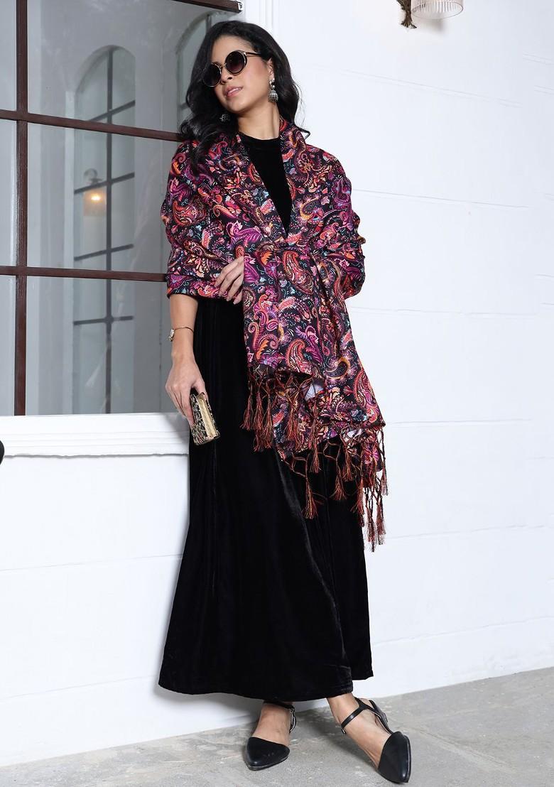 Black Solid Blended Kurta Set - Indya