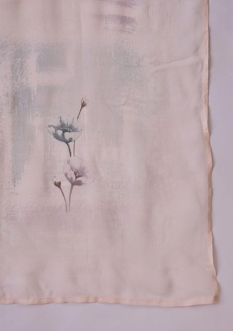 Beige Embroidered Blended Kurta Set - Indya