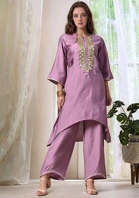 Lavender Sequinned Blended Kurta Set