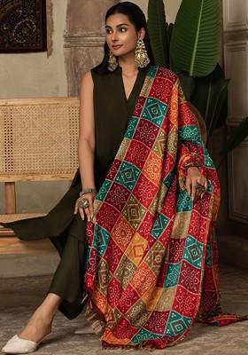 Olive Solid Blended Kurta Set