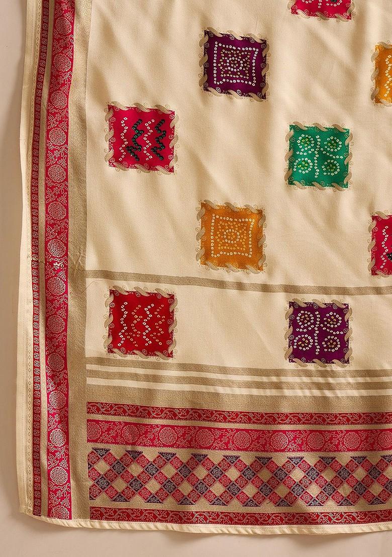 Cream Yoke Design Blended Kurta Set - Indya