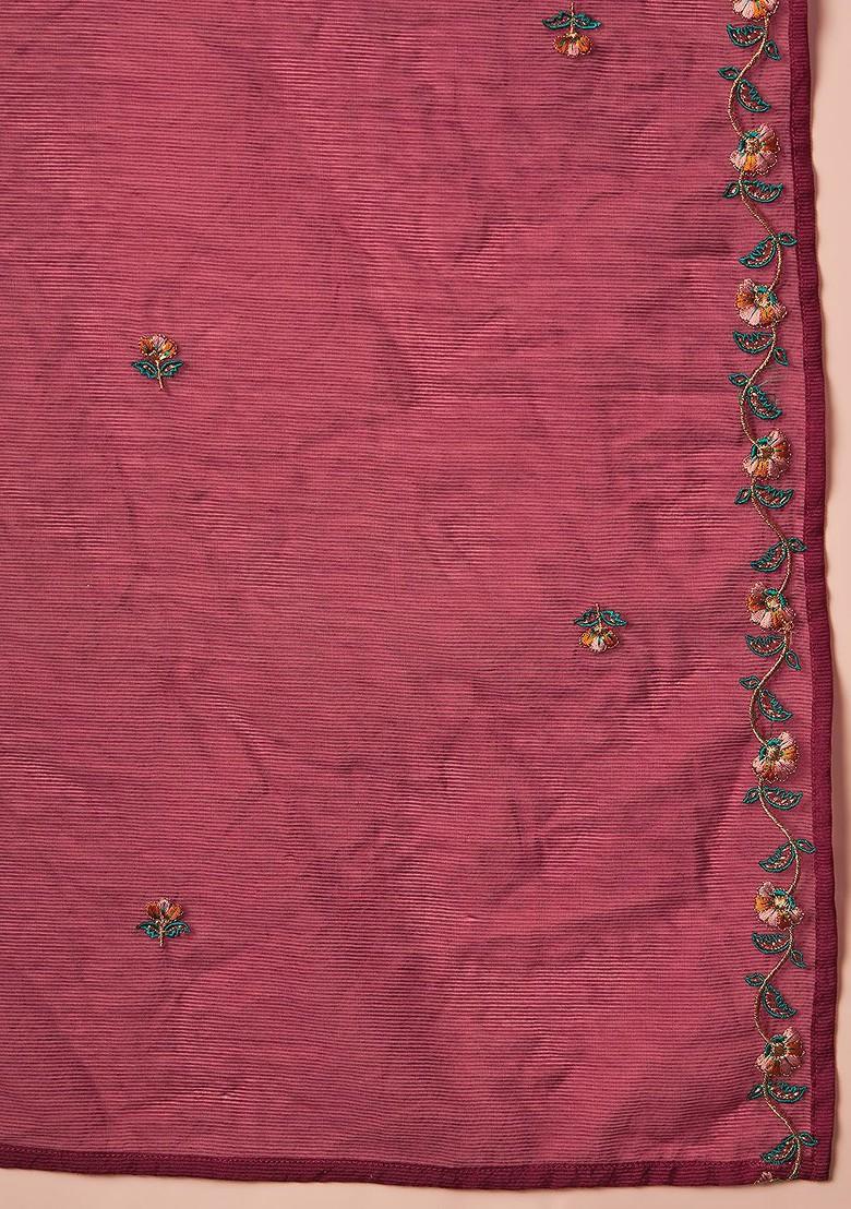 Purple Printed Blended Kurta Set - Indya