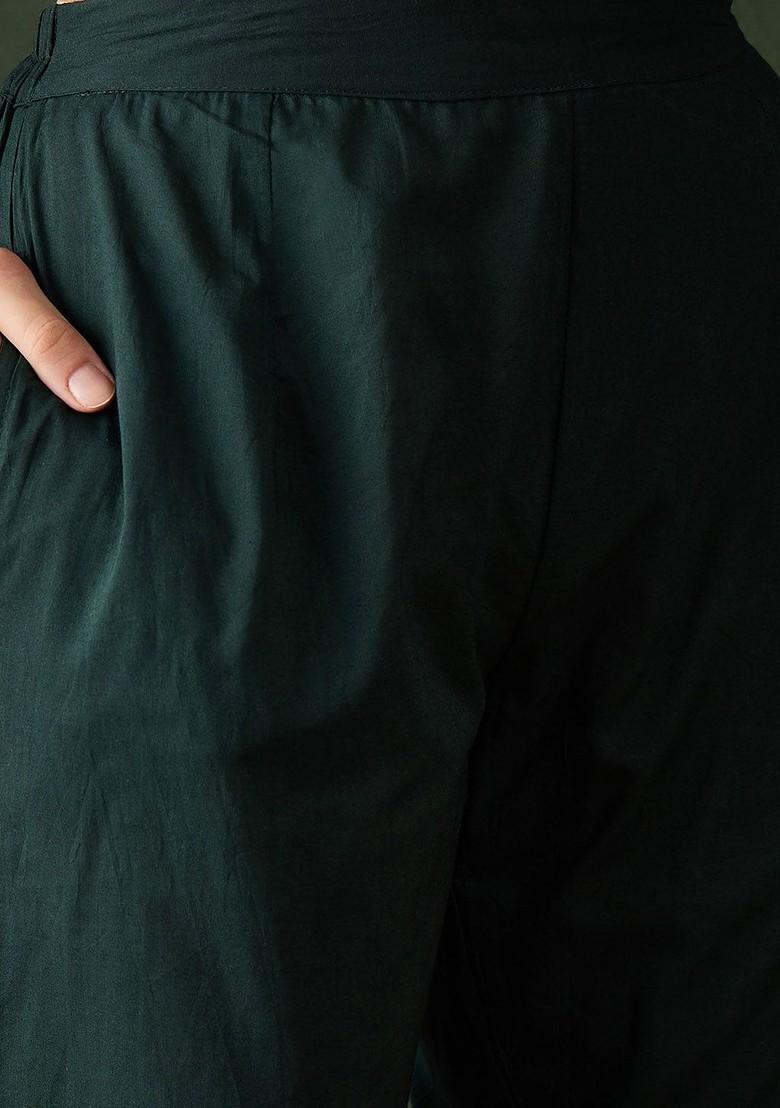 Green Printed Blended Kurta Set - Indya