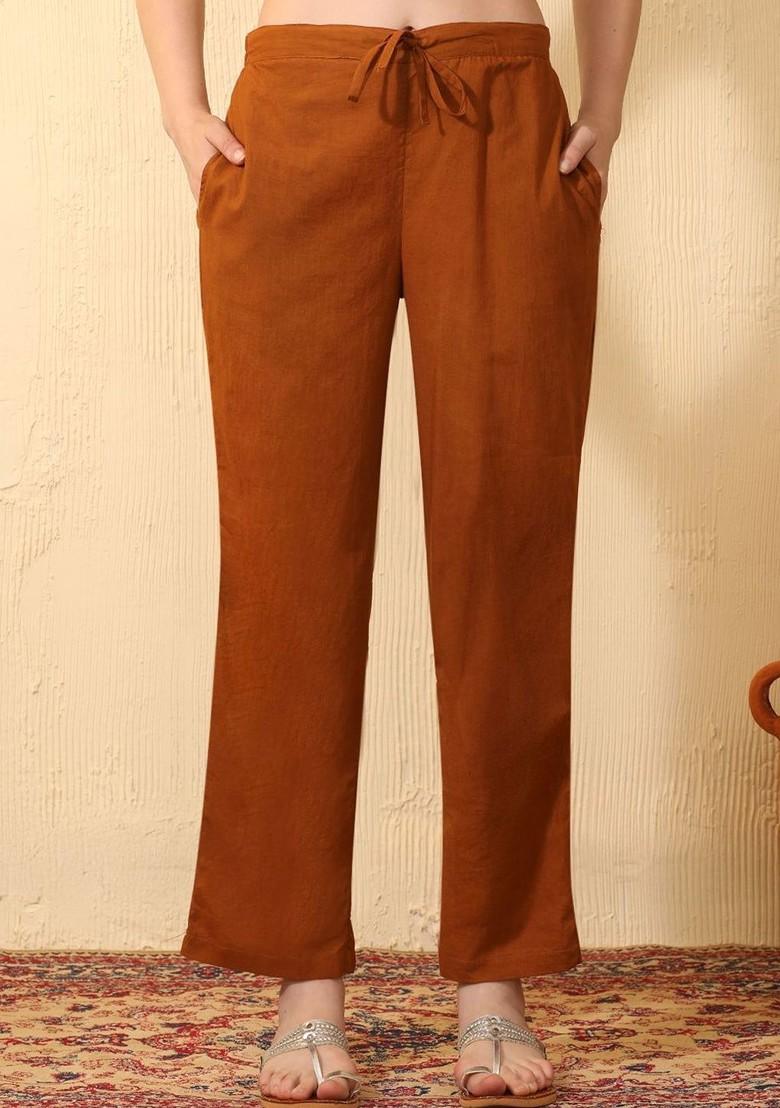 Brown Printed Blended Kurta Set - Indya