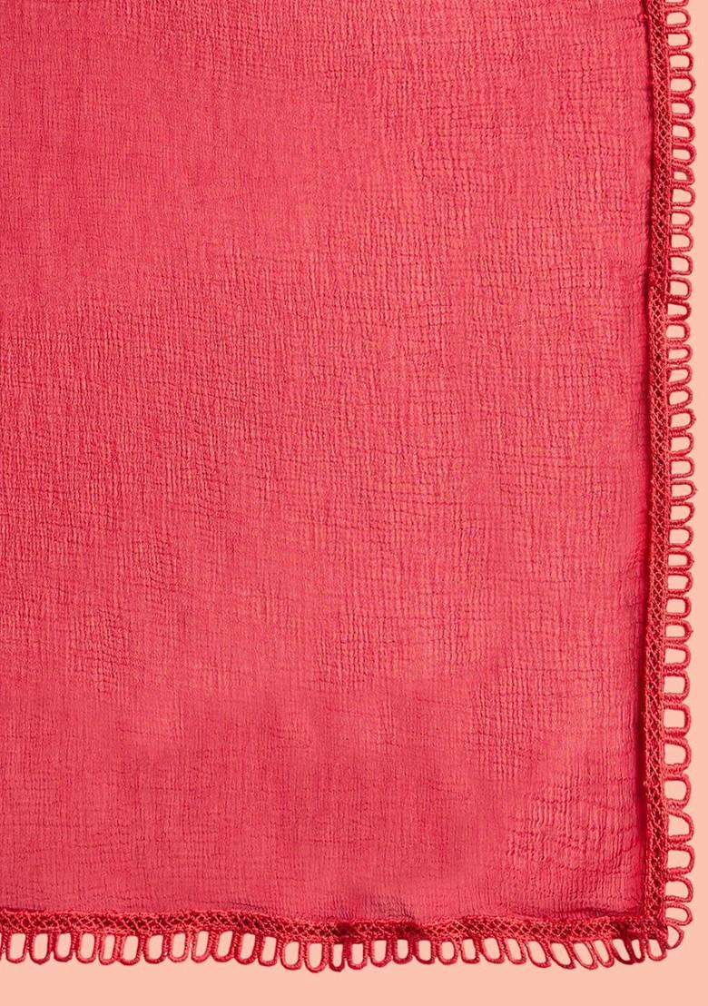 Red Printed Blended Kurta Set - Indya