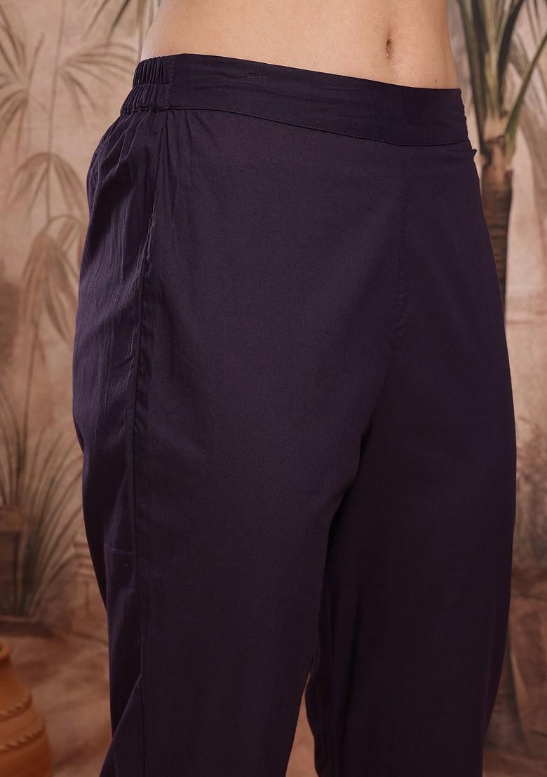 Purple Printed Blended Kurta Set - Indya