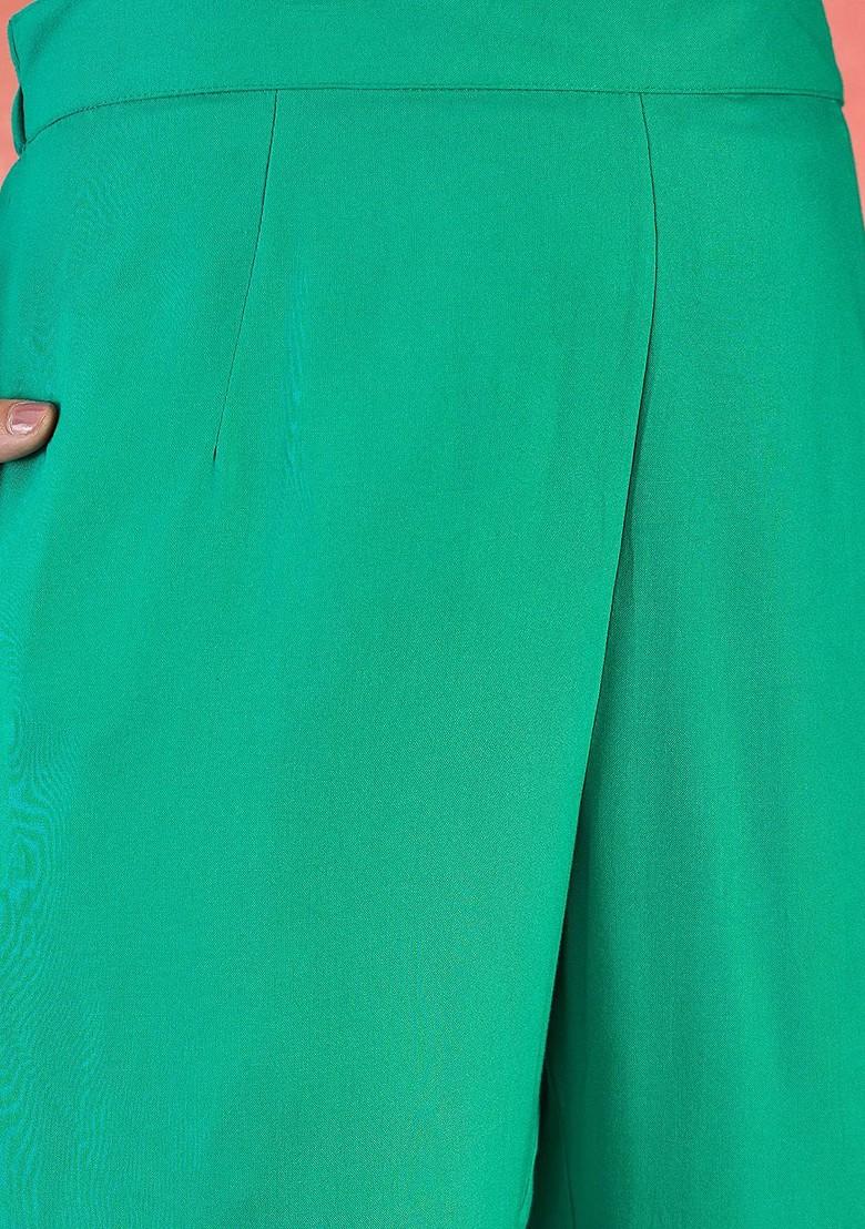 Sea Green Embroidered Blended Kurta Set - Indya