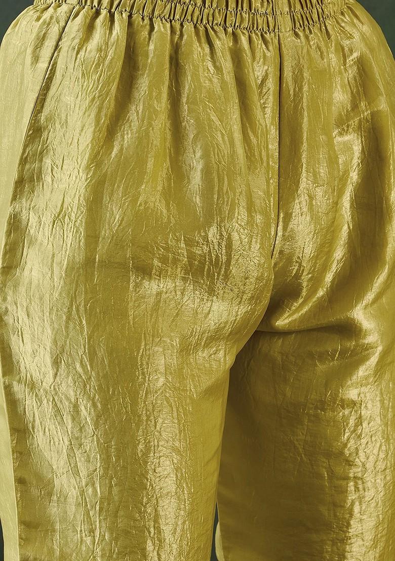 Lime Green Embroidered Blended Kurta Set