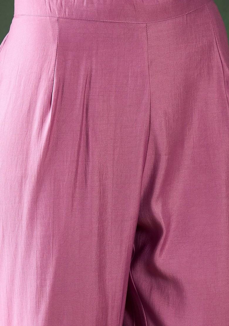 Purple Yoke Design Blended Kurta Set - Indya