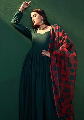 Green Solid Blended Kurta Set