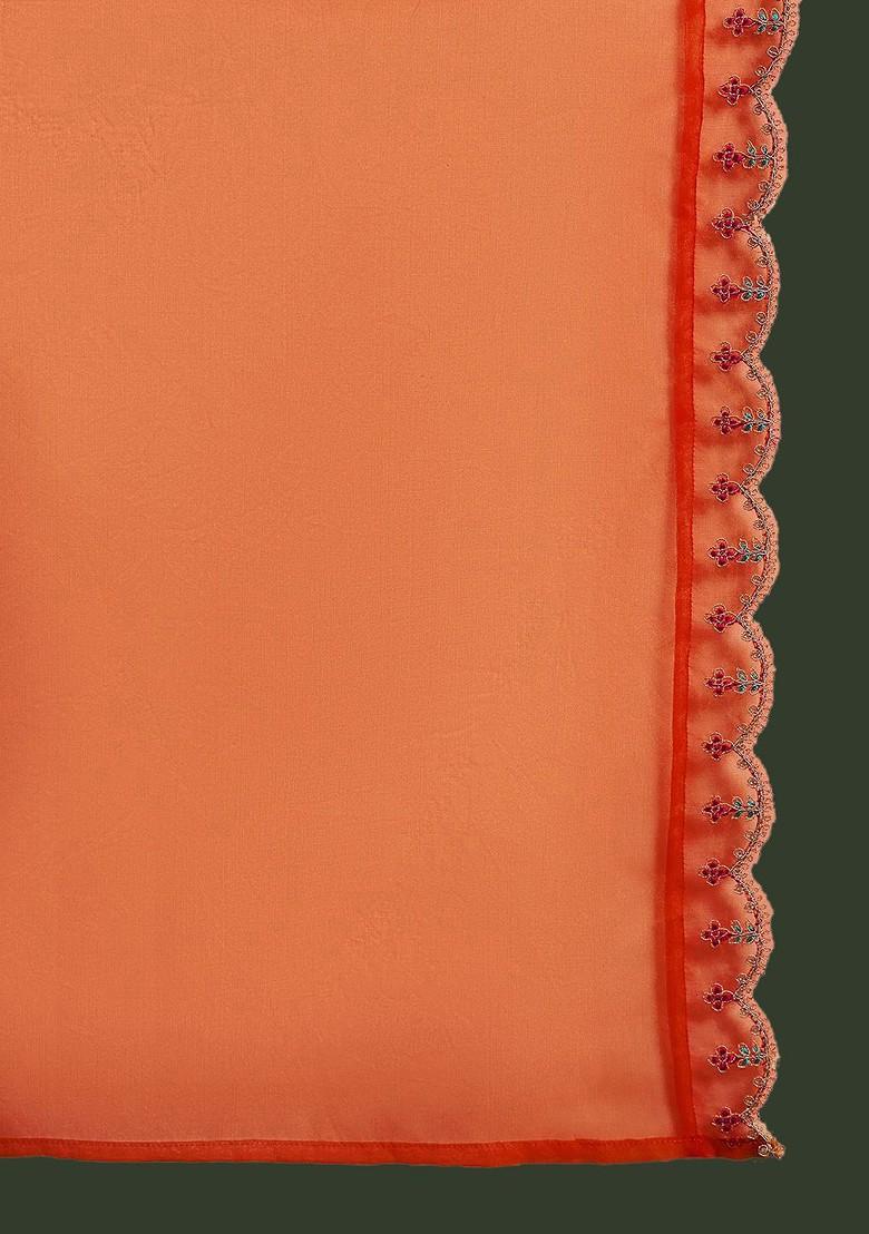 Magenta Embroidered Blended Kurta Set - Indya