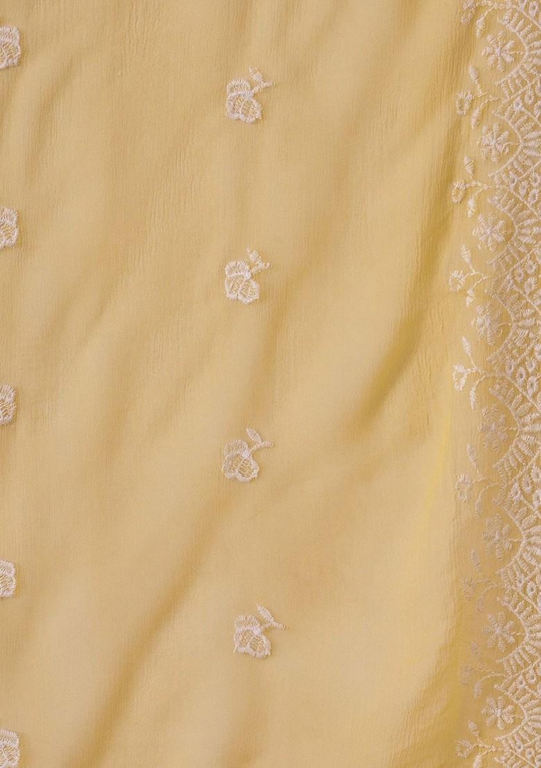 Mustard Embroidered Blended Kurta Set - Indya