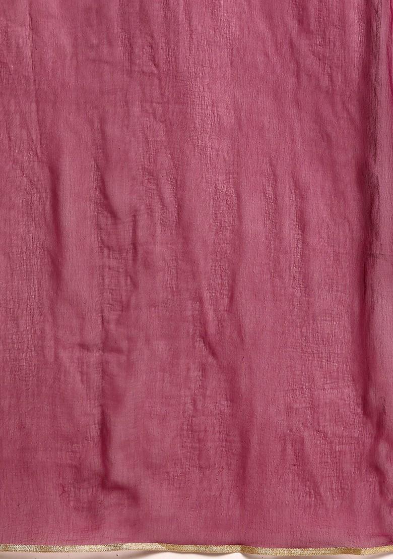 Burgundy Printed Blended Kurta Set - Indya