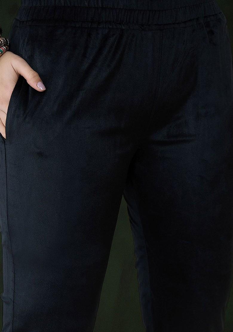 Black Yoke Design Blended Kurta Set - Indya