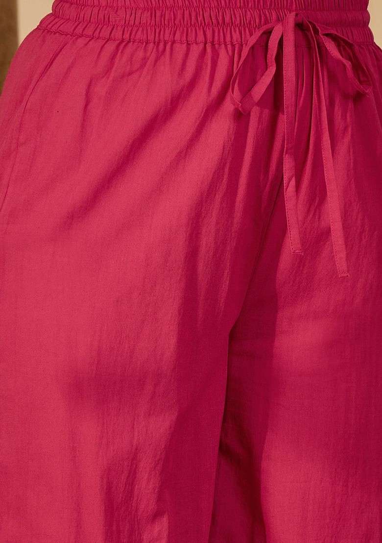 Pink Printed Blended Kurta Set - Indya