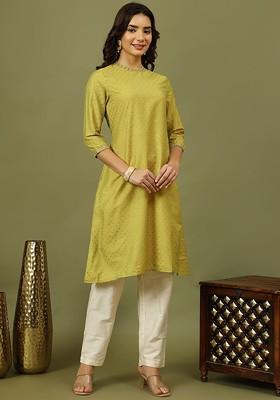 Green Printed Blended Kurta Set